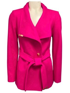 TED BAKER FUCHSIA PINK KEYLA SHORT WRAP COAT WITH BELT